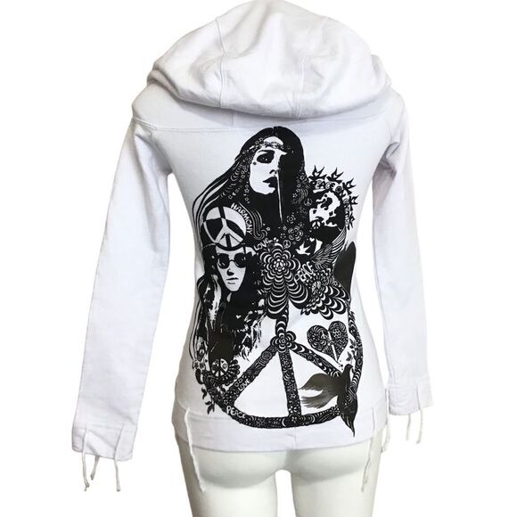 Lauren Moshi White Hooded Sweatshirt Size XSmall - Picture 1 of 12